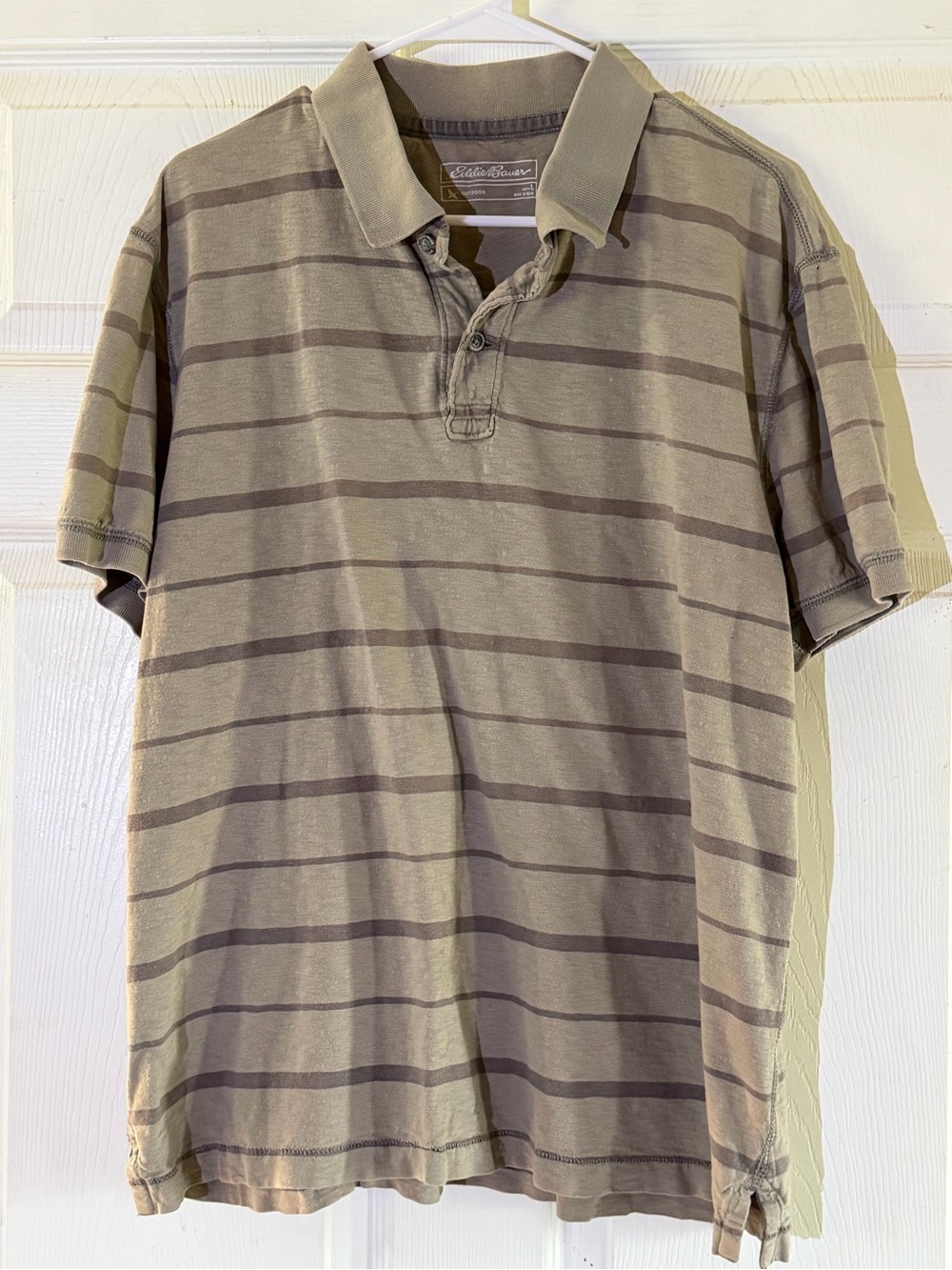 Eddie Bauer Men's neutral  Striped Polo